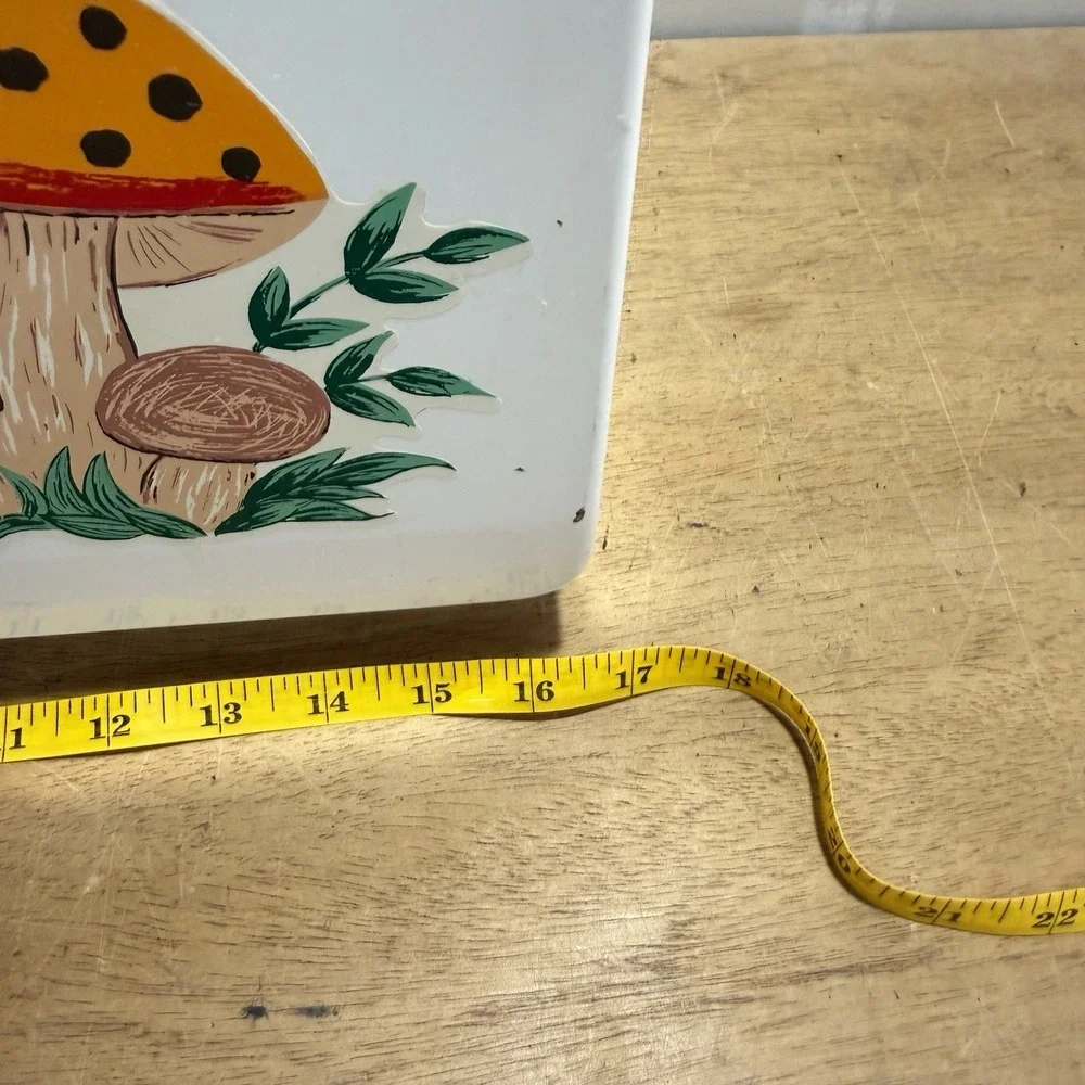 Vintage EKCO Mid Century Merry Mushroom Metal Kitchen Bread Box MCM 70s Cream